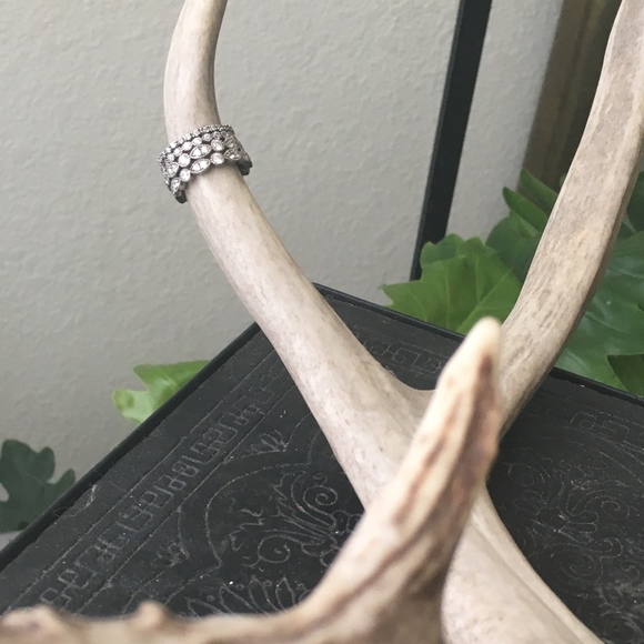 Vintage Silver & Genuine Crystal Stack Rings - Picture 2 of 5